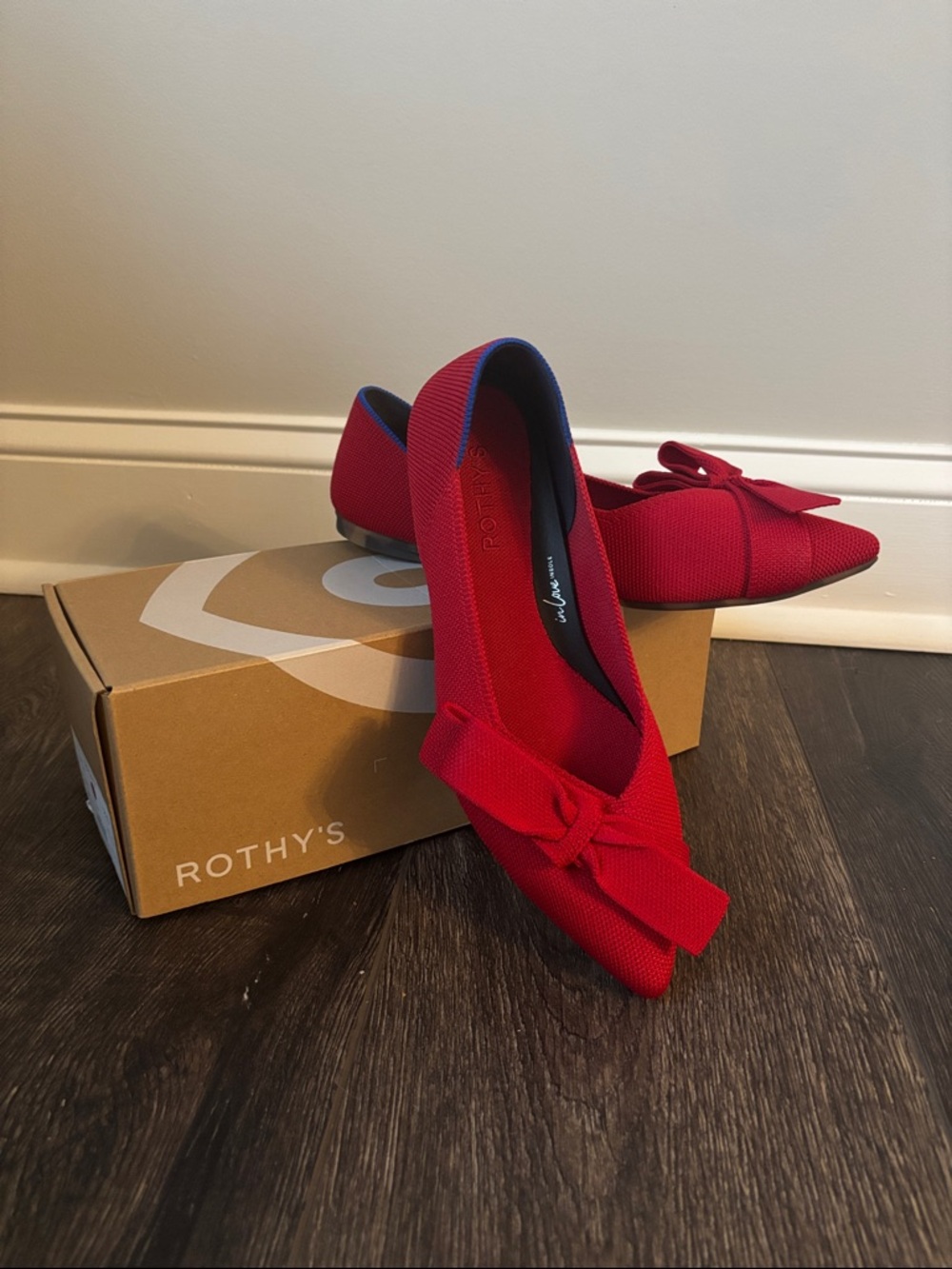Rothy's Red Pointed Bow Flats - Picture 8 of 12